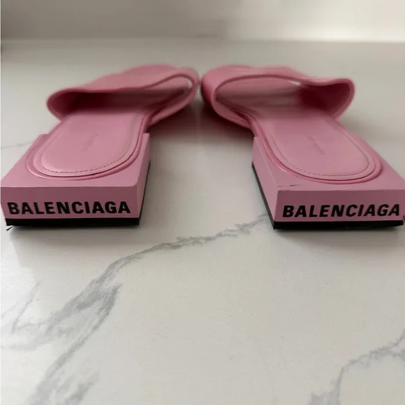 Balenciaga Box Mule Sandals in Pink Leather - Picture 2 of 5